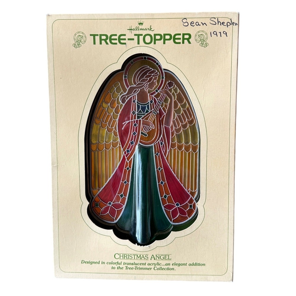 Vintage 1979 Hallmark Christmas Angel Tree Topper Translucent Acrylic QX703-7